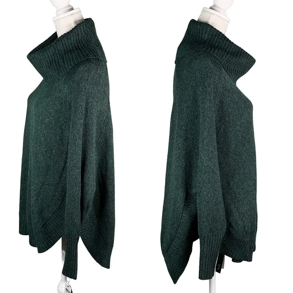 AGB Sweater Pine Green Cowl Neck Dolman Sleeves M Oversized New